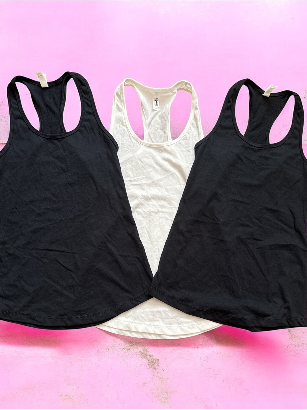 Next Level Apparel Ideal T racerback tank tops in black and white set of 3